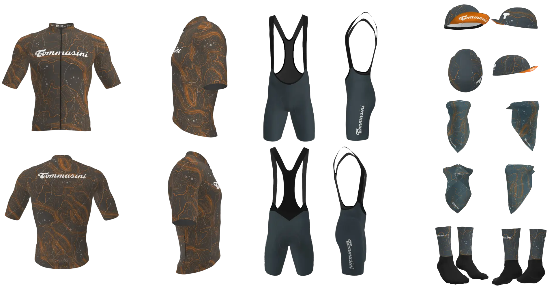Rugged Land capsule: jersey, bibs, cap, neck gaiter and socks